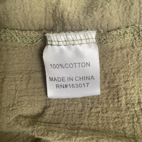 Princess Polly - Army Green, Light Front Tie, Crop Top, 100% Cotton, Size 6 - Picture 6 of 7